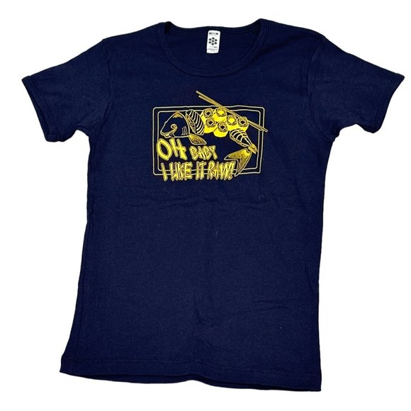 American Apparel Shirt Youth Medium Oh Baby I Like Is Raw Sushi Graphic Tee - Picture 2 of 8